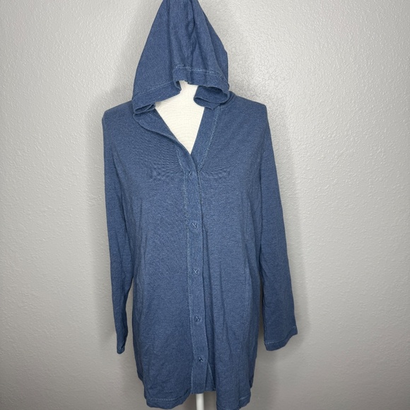 Pre-Owned Pure Jill Blue Hooded Top Sweatshirt Cardigan Size Medium -cp - Picture 8 of 9